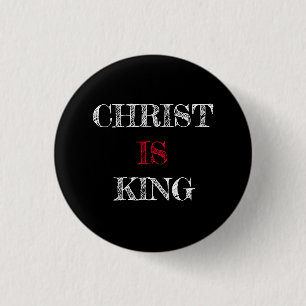 Christus IS Koning Zwart Wit Rode Speld Knoop Ronde Button 3,2 Cm