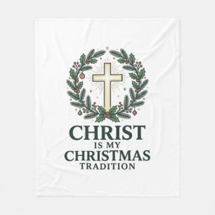 Christus is mijn kerstraditie Vintage kruis ontwer Fleece Deken