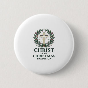Christus is mijn kersttraditie Vintage kruis ontwe Ronde Button 5,7 Cm