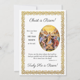 Christus is Risen! Goud  Lijst Pascha Kaart