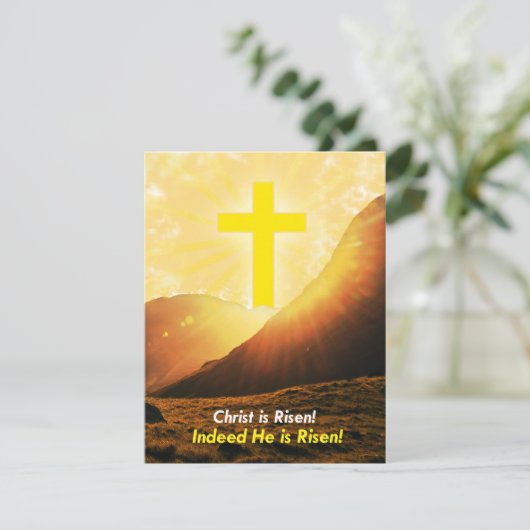 "Christus is Risen" in het Engels Pasen Feestdagenkaart (Staand voorkant)