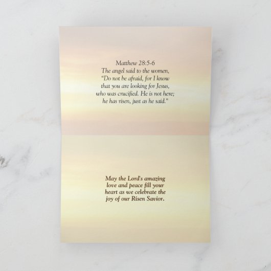 Christus is Risen Matthew 28:5-6 Paasbijbelverse Feestdagen Kaart (Binnen)