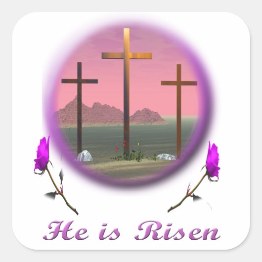 Christus is Risen Vierkante Sticker (Voorkant)