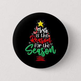 Christus Jezus Is De Reden Kerstmis Xmas Boom Ronde Button 5,7 Cm