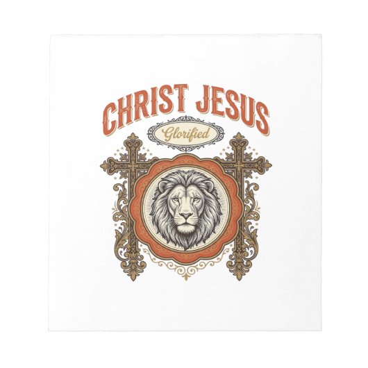 Christus Jezus Vintage Leeuw Geloof Notitieblok (Voorkant)