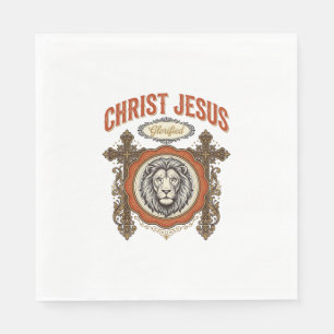 Christus Jezus Vintage Leeuw Geloof Servet