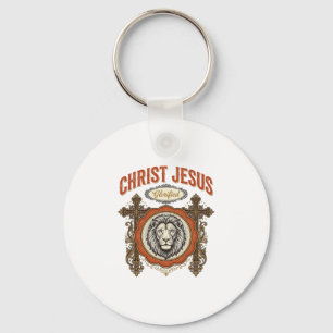 Christus Jezus Vintage Leeuw Geloof Sleutelhanger