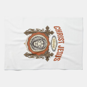 Christus Jezus Vintage Leeuw Geloof Theedoek