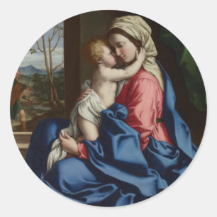 Christus Kind Embrak Zijn moeder Ronde Sticker
