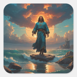 Christus komt vierkante sticker