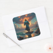 Christus komt vierkante sticker (Envelop)