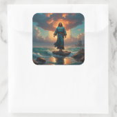 Christus komt vierkante sticker (Tas)