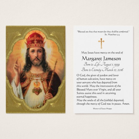Christus koning Katholieke begrafenisherdenking He Visitekaartje (Voorkant /achterkant)