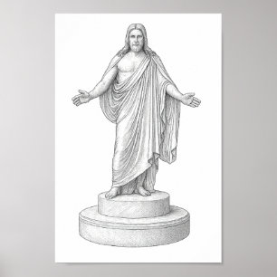 Christus Line Tekening Wall Art Poster
