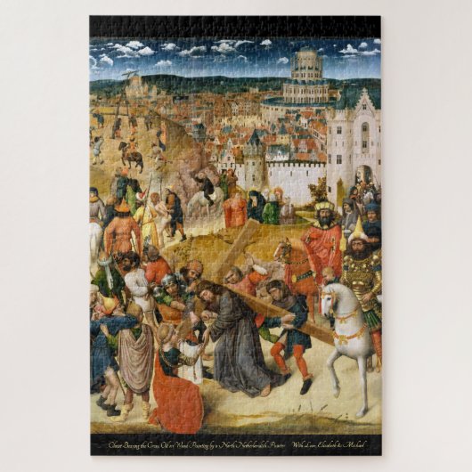 Christus met de kunstolie van het kruis legpuzzel (Verticaal)