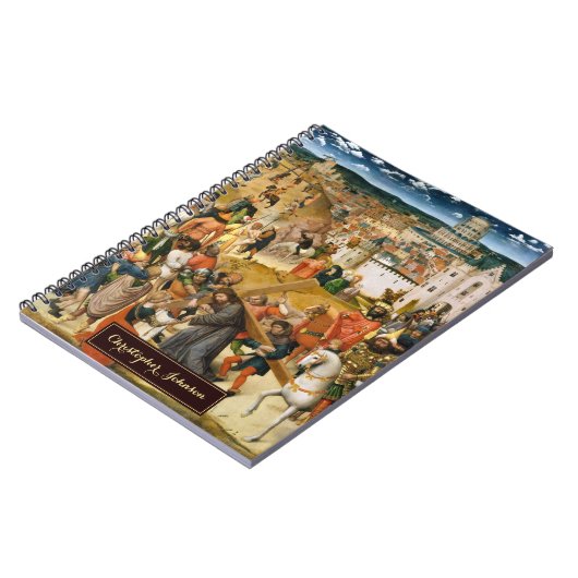 Christus met het kruis kunst gouden monogram notitieboek (Linkerzijde)