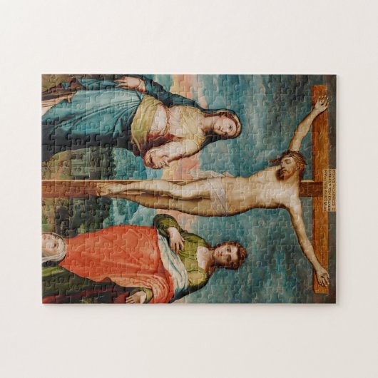 Christus op het kruis met heiligen legpuzzel (Horizontaal)