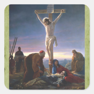 Christus op het kruis, vierkante sticker