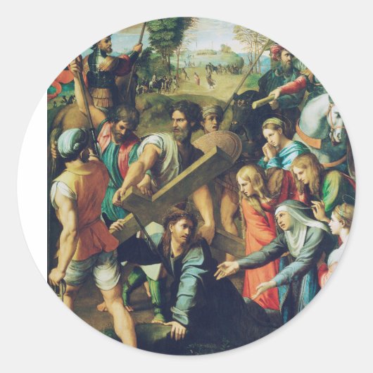 Christus op weg naar Golgotha Ronde Sticker (Voorkant)