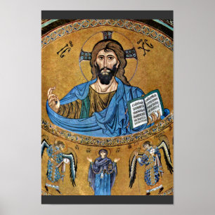 Christus Pantocrator door Meister von Cefalã¹ (Bes Poster