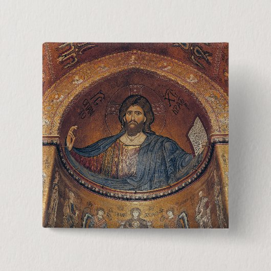 Christus Pantocrator en Madonna Vierkante Button 5,1 Cm (Voorkant)