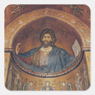 Christus Pantocrator en Madonna Vierkante Sticker