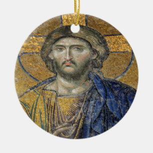 Christus Pantocrator Mozaïek Iconische Religieuze  Keramisch Ornament