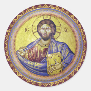 Christus Pantocrator Orthodox Icoon Ronde Sticker