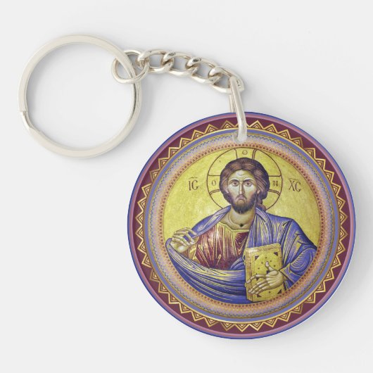 Christus Pantocrator Orthodox Icoon Sleutelhanger (Voorkant)