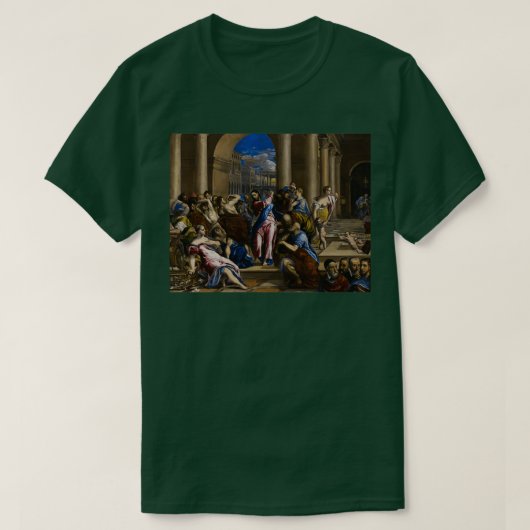 Christus Rijden de Geldwisselaars van de tempel T-shirt (Design voorkant)