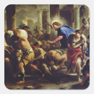 Christus Rijden de Merchants van de tempel Vierkante Sticker