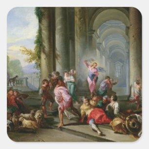 Christus Rijden de Merchants van de tempel Vierkante Sticker