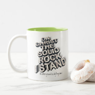 Christus Solid rock Christelijke Bijble quote typo Tweekleurige Koffiemok