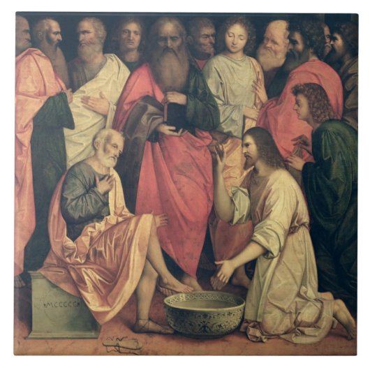 Christus Wast de voeten van de Disciples Tegeltje (Voorkant)