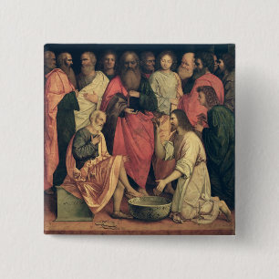 Christus Wast de voeten van de Disciples Vierkante Button 5,1 Cm