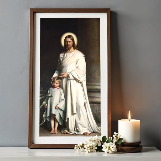 Christus zegen het kleine kind poster
