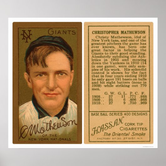 Christy Mathewson Baseball 1911 Poster (Voorkant)