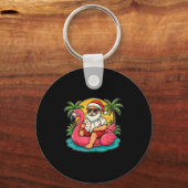 Chritmas In July Shirt Santa Flamingo Float Men Wo Sleutelhanger (Voorkant)