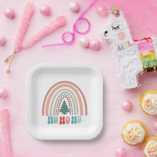 Chritsregenboogboom met hohohoho papieren bordje