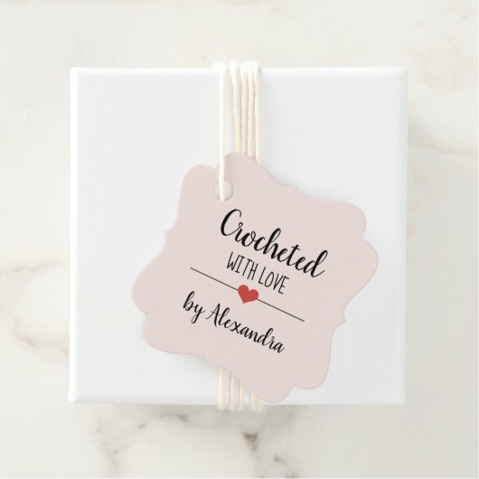 Chrochett met liefdesbruine roze bedankjes labels (In situ)