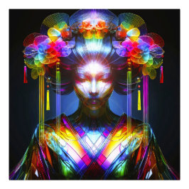 Chromatisch Farbige Glas-Geisha im Kontrast Foto Afdruk