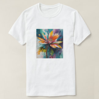 Chromatische bloei: Abstracte bloemkunst T-shirt