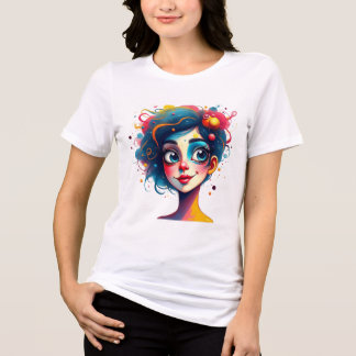 "Chromatische droom" - Abstracte Pop Kunstportret Tri-Blend Shirt