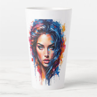 Chromatische muze – Neon Splash Portret Latte Mok