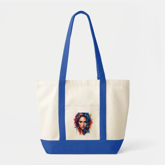 Chromatische muze – Neon Splash Portret Tote Bag (Voorkant)