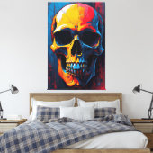 Chromatische schedel canvas afdruk (Insitu (Slaapkamer))