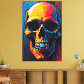 Chromatische schedel canvas afdruk (Insitu (Woonkamer))