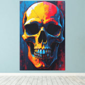 Chromatische schedel canvas afdruk (Insitu (Houten vloer))