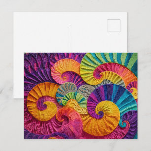 Chromatische Schelpen: Levendig Spiraal Mozaïek Briefkaart