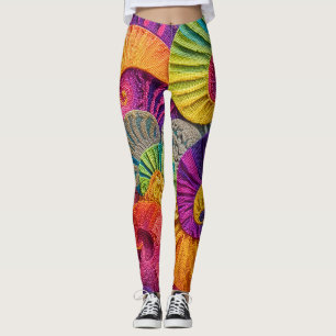 Chromatische schelpen: levendig spiraalmozaïek leggings